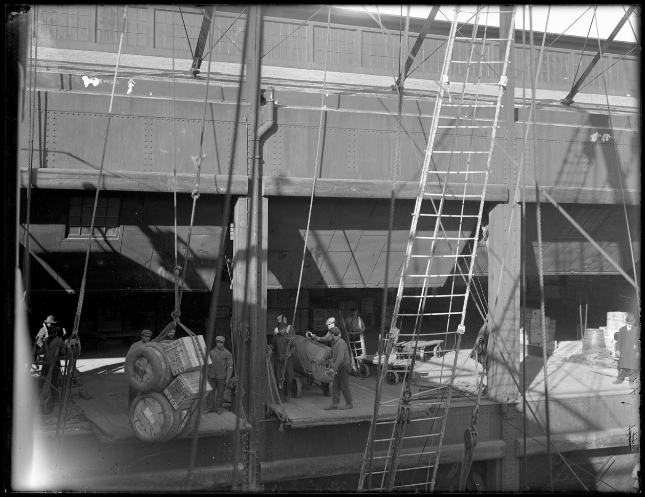 Nakládání parníku z horní paluby, Chelsea Piers, New York, 1912 od William Davis Hassler