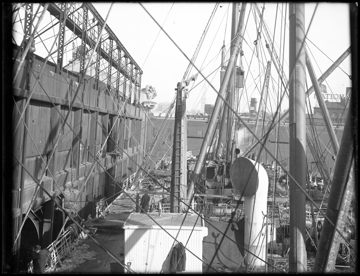 R.M.S. Carpathia nakládka na Pier 54 N.R., 1912 od William Davis Hassler
