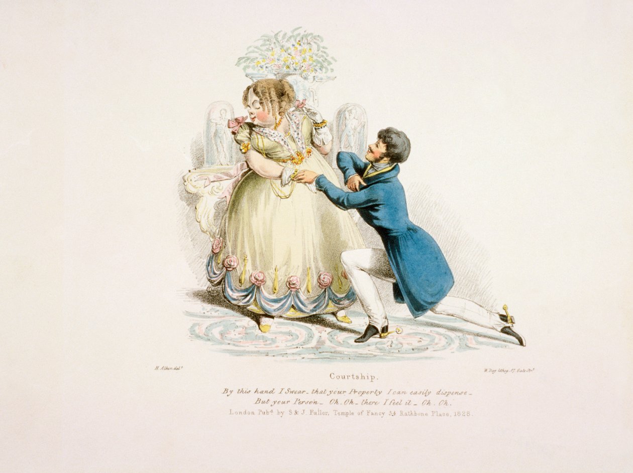 "Touto rukou přísahám, že tvůj majetek se může snadno zbavit - ale tvoje osoba...oh, oh.", 1828 od William Day