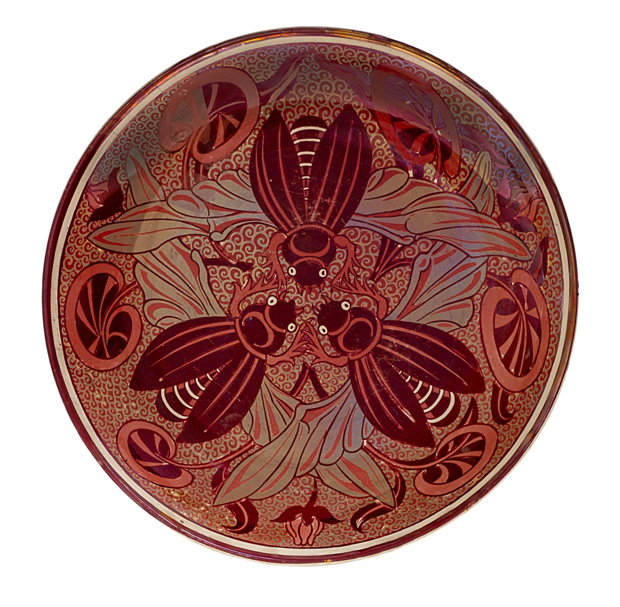 Red Luster Beetle Plate, 1888-1907 od William de Morgan