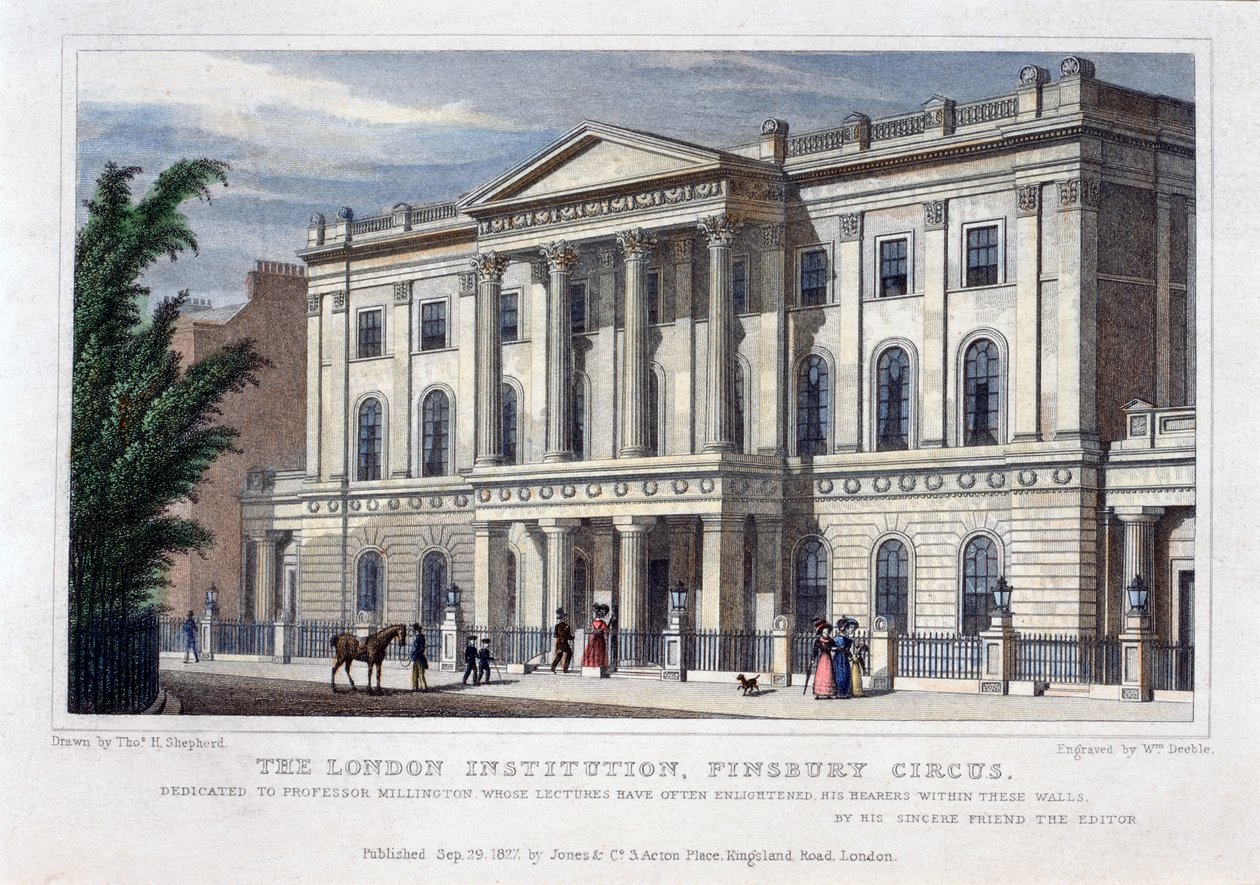Londýnský institut, Finsbury Circus, Londýn, 1827 od William Deeble