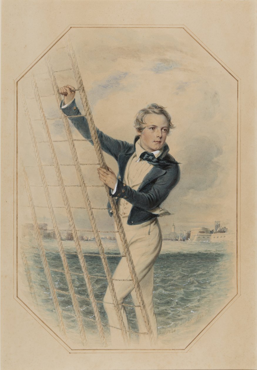 Arthur William Acland Hood ve věku 16 let, květen 1840 (wc, kvaš a arabská guma na papíře) od William Derby