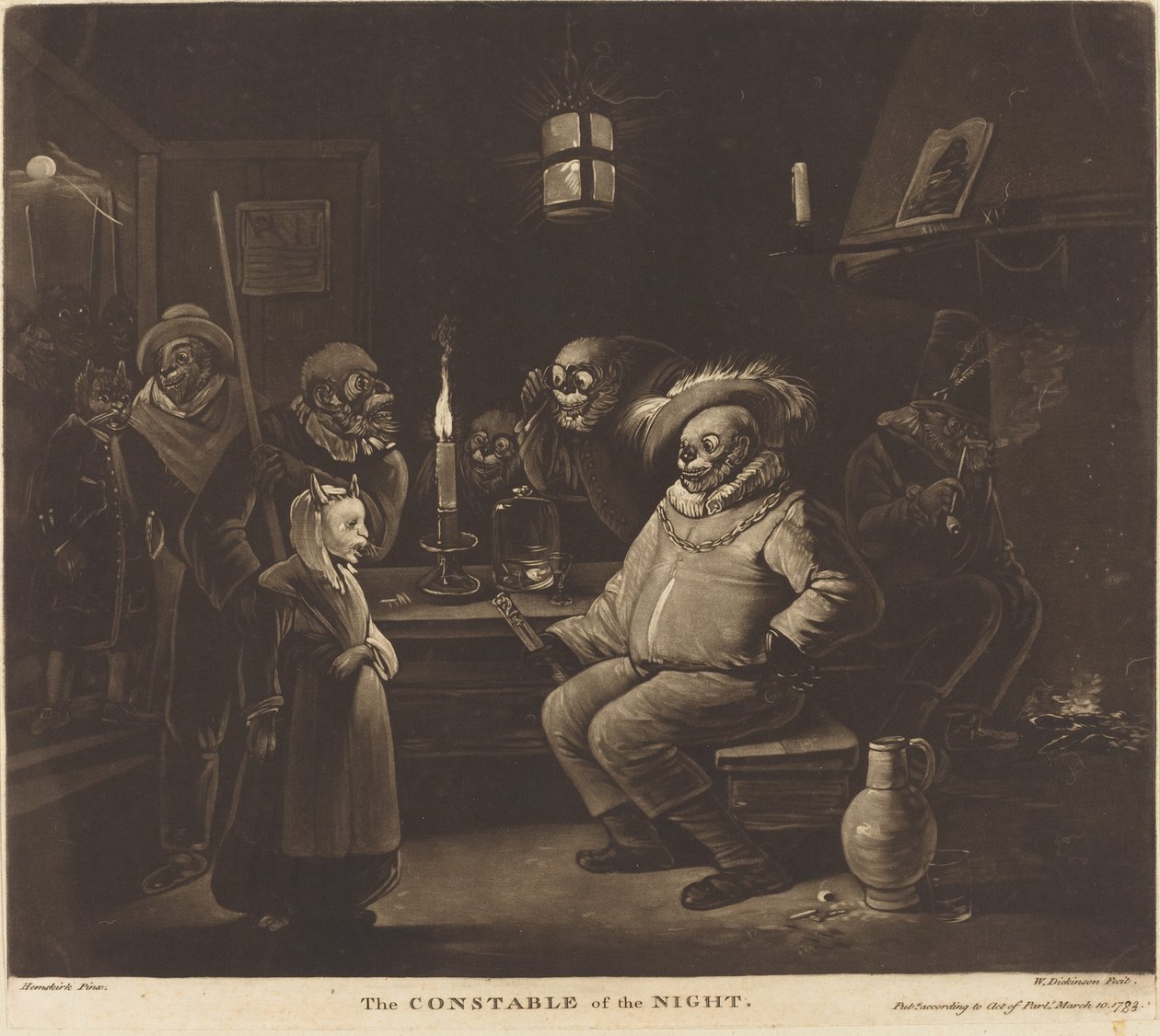 Konstábl noci od William Dickinson after Egbert van Heemskerck