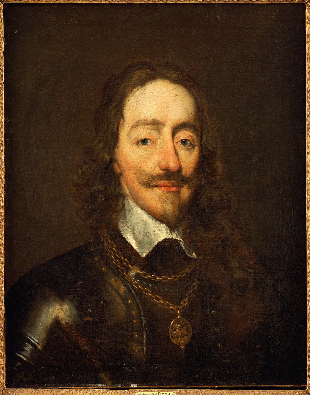 Portrét krále Karla I. v brnění a koláž Řádu podvazku od William Dobson