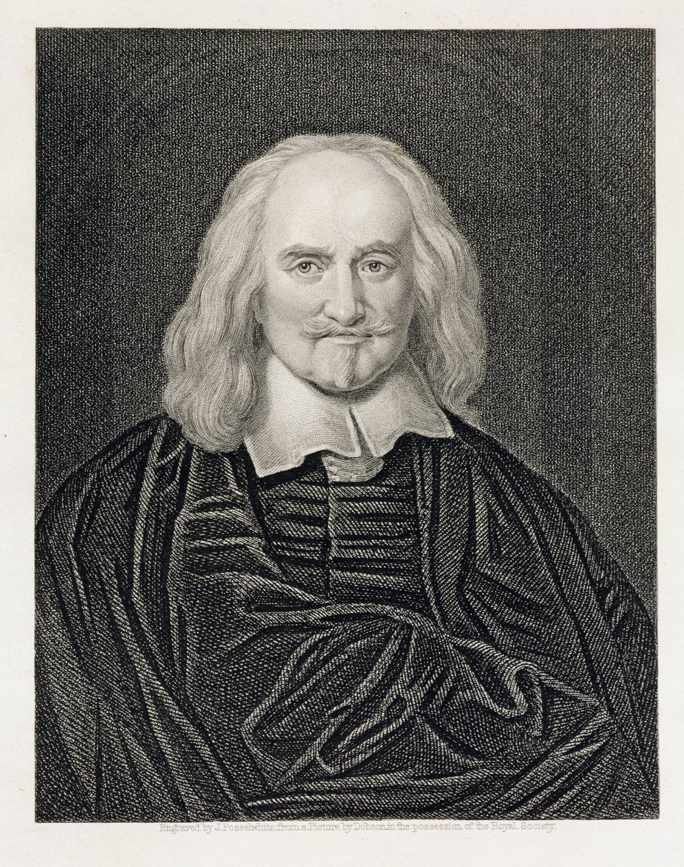 Portrét Thomase Hobbese (1588-1679) vyrytý Jamesem Posselwhiteem (1798-1884) pub. od Williama Mackenzieho od William Dobson