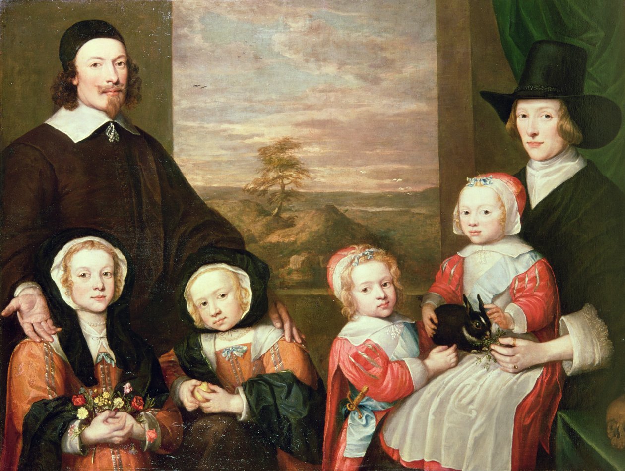Neidentifikovaný rodinný portrét, tradičně považovaný za portrét sira Thomase Browna, polovina 40. let 17. století (olej na plátně) od William Dobson
