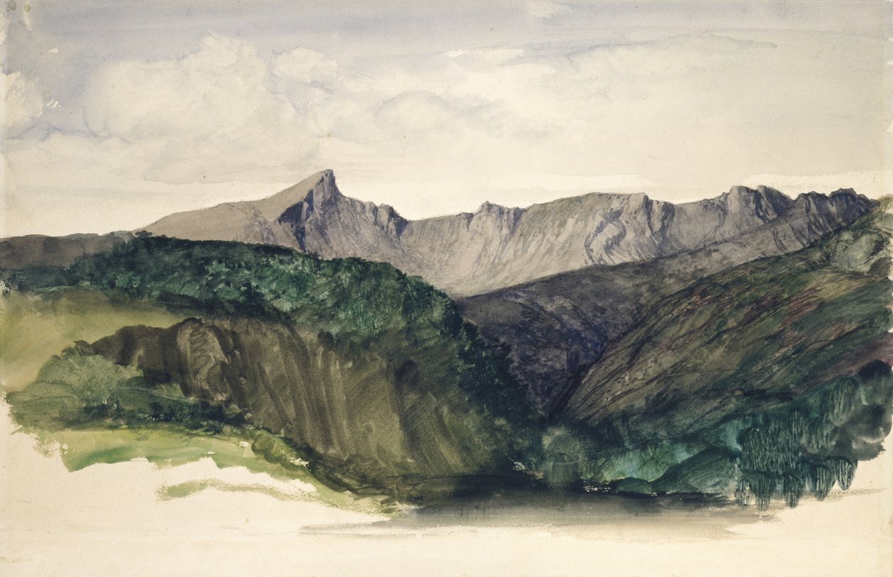 Studie vzdáleného pohoří, 1860 (akvarel na papíře) od William Dyce