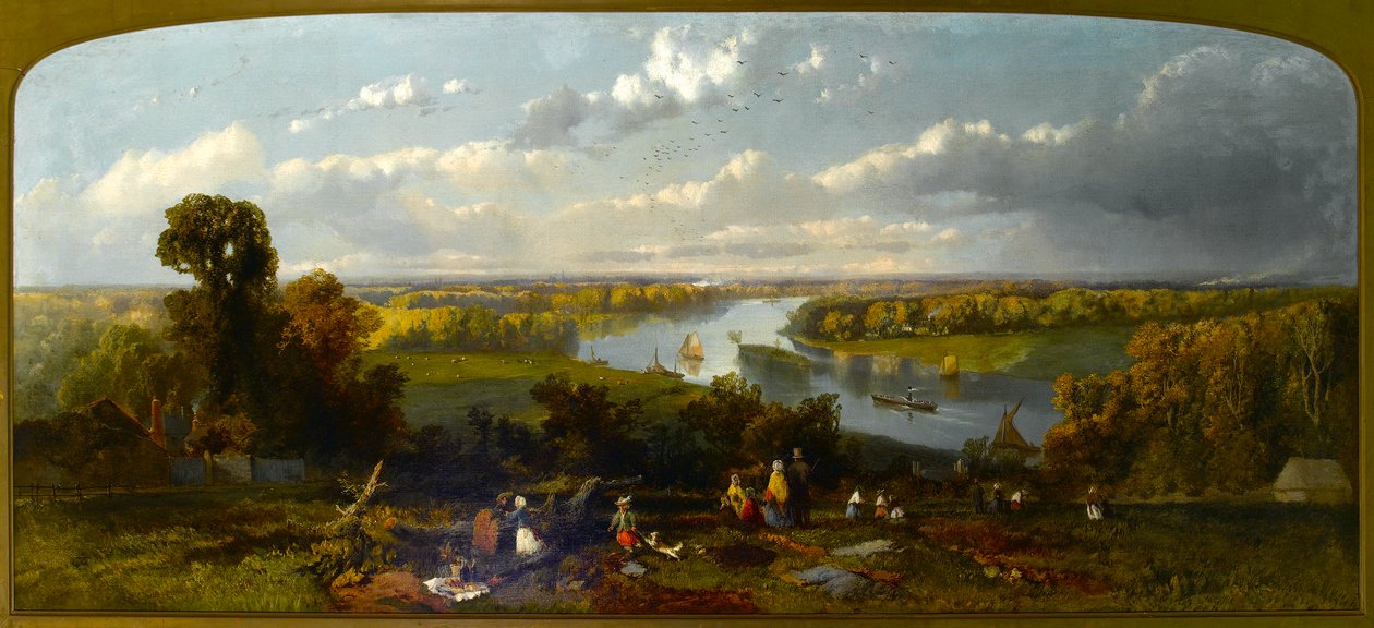 Piknik na Richmond Hill s výhledem na řeku Temži, Surrey od William E. Jones