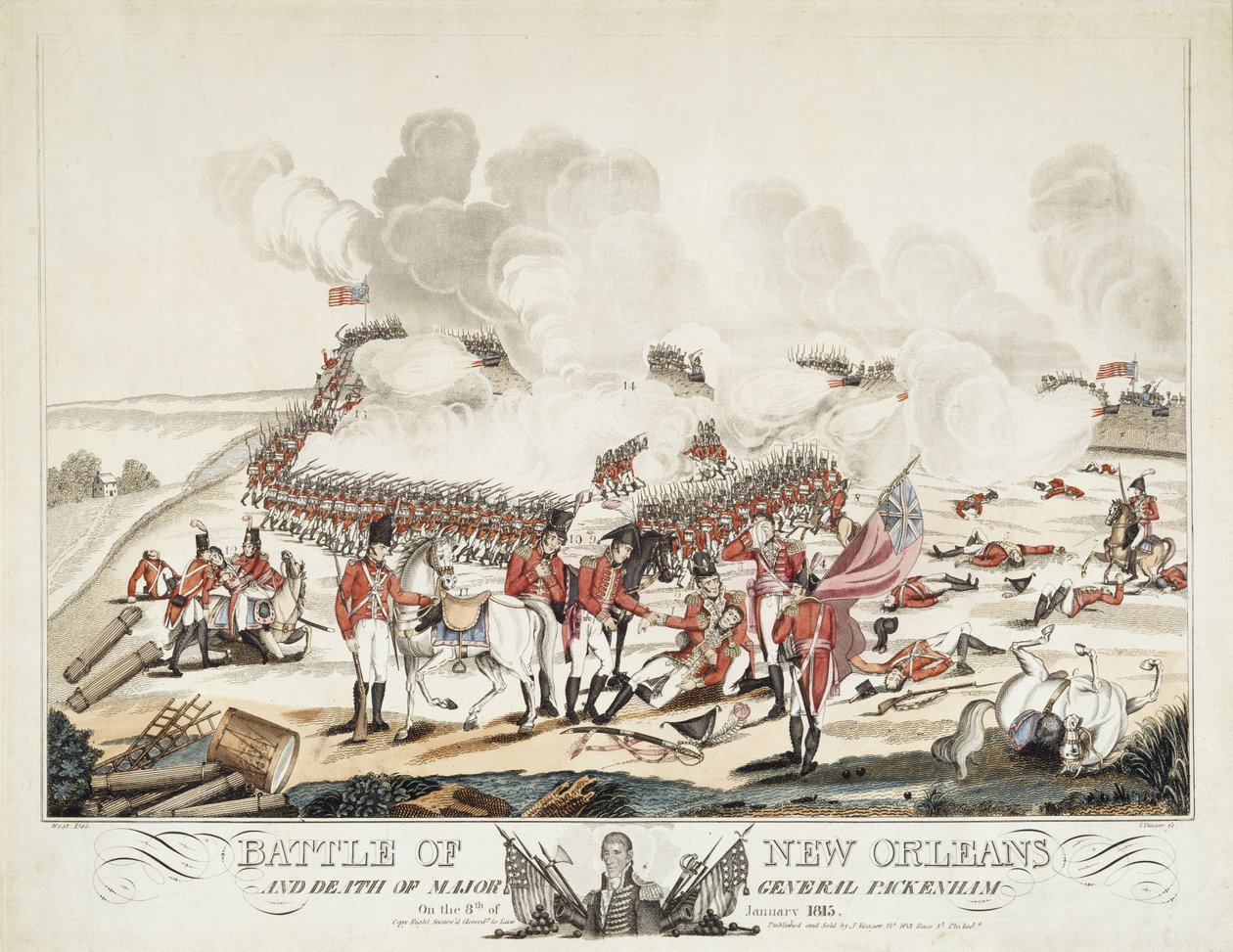 Bitva o New Orleans a smrt generálmajora Packenhama od William Edward (after) West