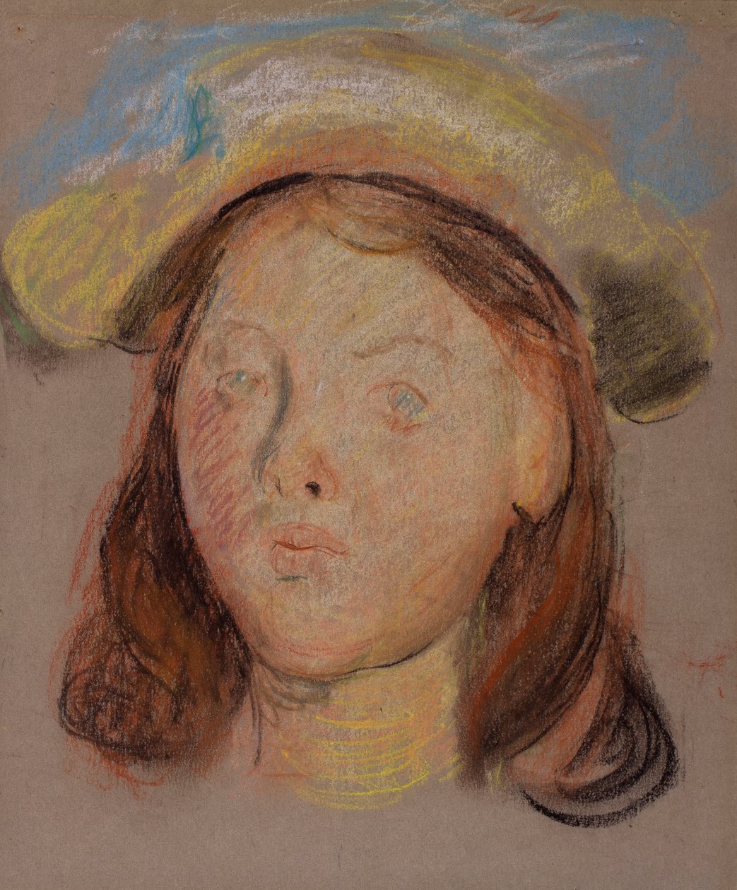 Hlava dívky (uhl a pastel na papíře) od William Edward Stott