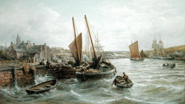 Rybářské lodě v Peel Harbour, Isle of Man od William Edward Webb