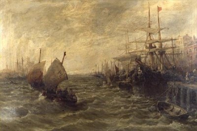 Windy Day, Peel Harbour, Isle of Man od William Edward Webb