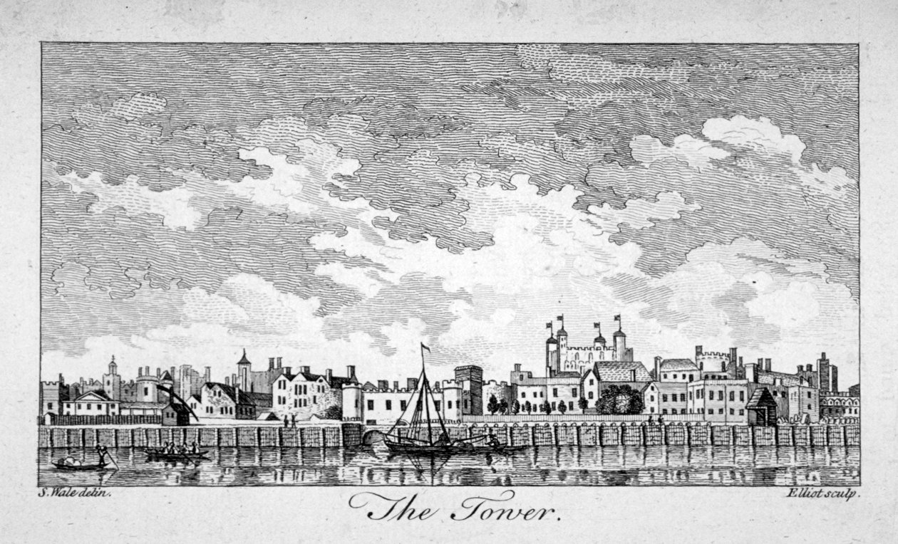 Jižní pohled na Tower of London s loděmi na řece Temži, 1761 od William Elliot