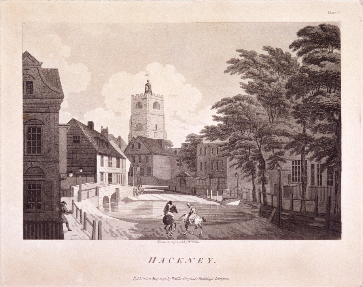 Hackney Brook, Hackney, Londýn, 1791 od William Ellis