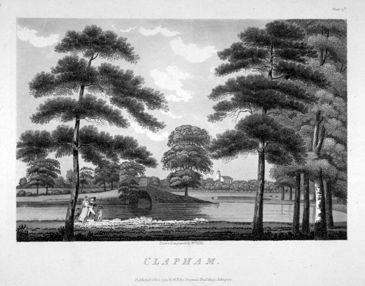 Pohled na Clapham, Londýn, 1792 od William Ellis