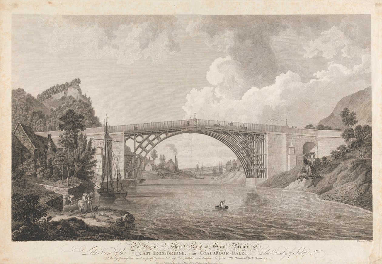 Pohled na litinový most poblíž Coalbrookdale od William Ellis