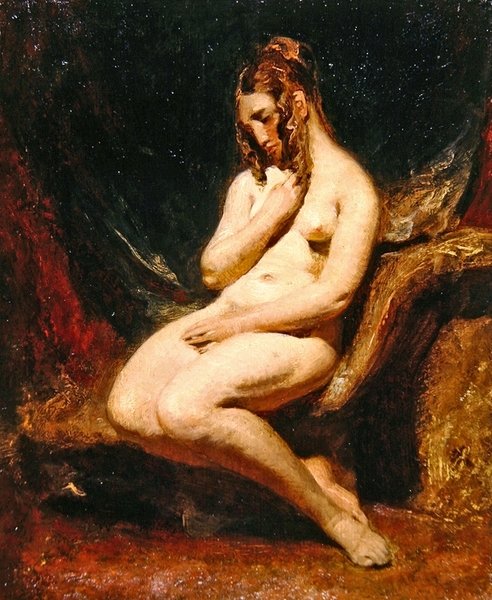 Ženský akt z boku (olej na desce) od William Etty