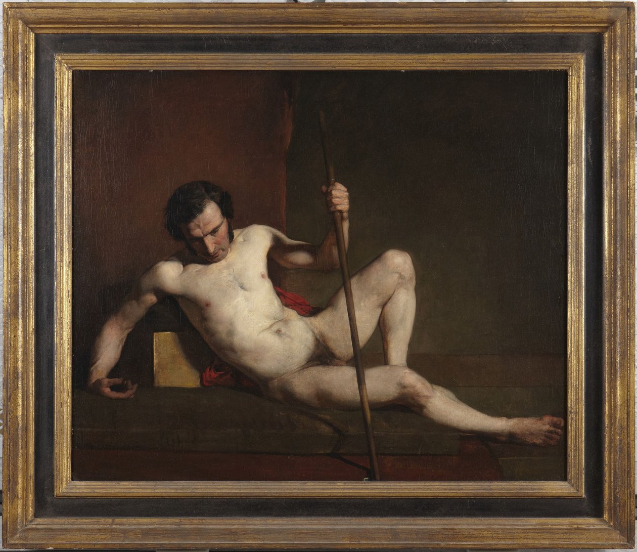 Mužský akt opírající se o hůl od William Etty