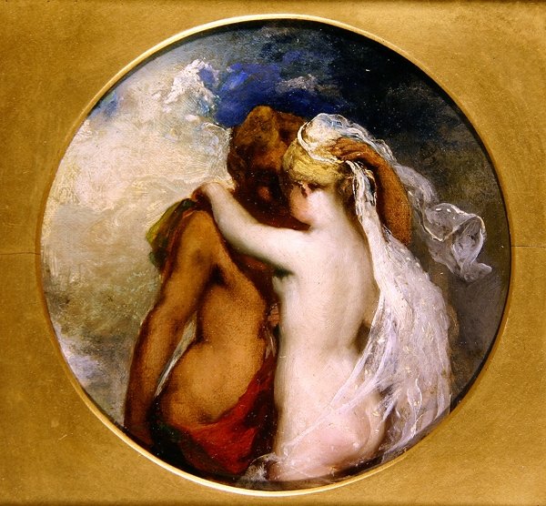 Nymfa a satyr (olej na desce) (viz také 352441) od William Etty
