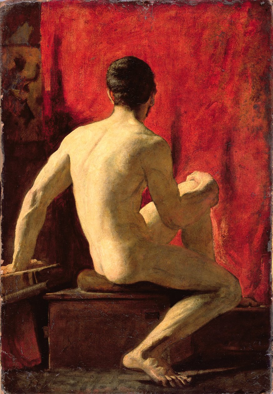 Sedící mužský model (olej na desce) od William Etty