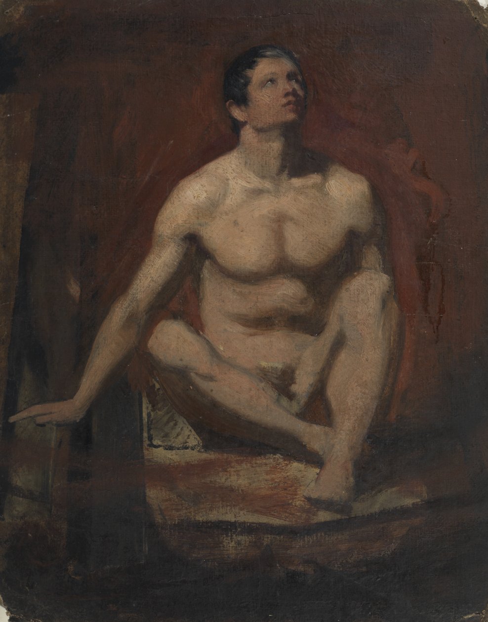 Sedící mužský akt, pohled zepředu od William Etty