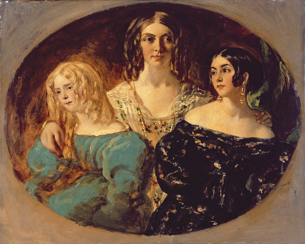 Ctihodná paní Caroline Norton a její sestry, kolem roku 1847 (olej na plátně) od William Etty
