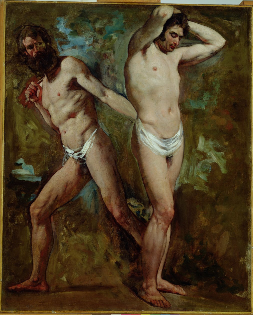 Dva stojící mužské akty (olej na plátně) od William Etty