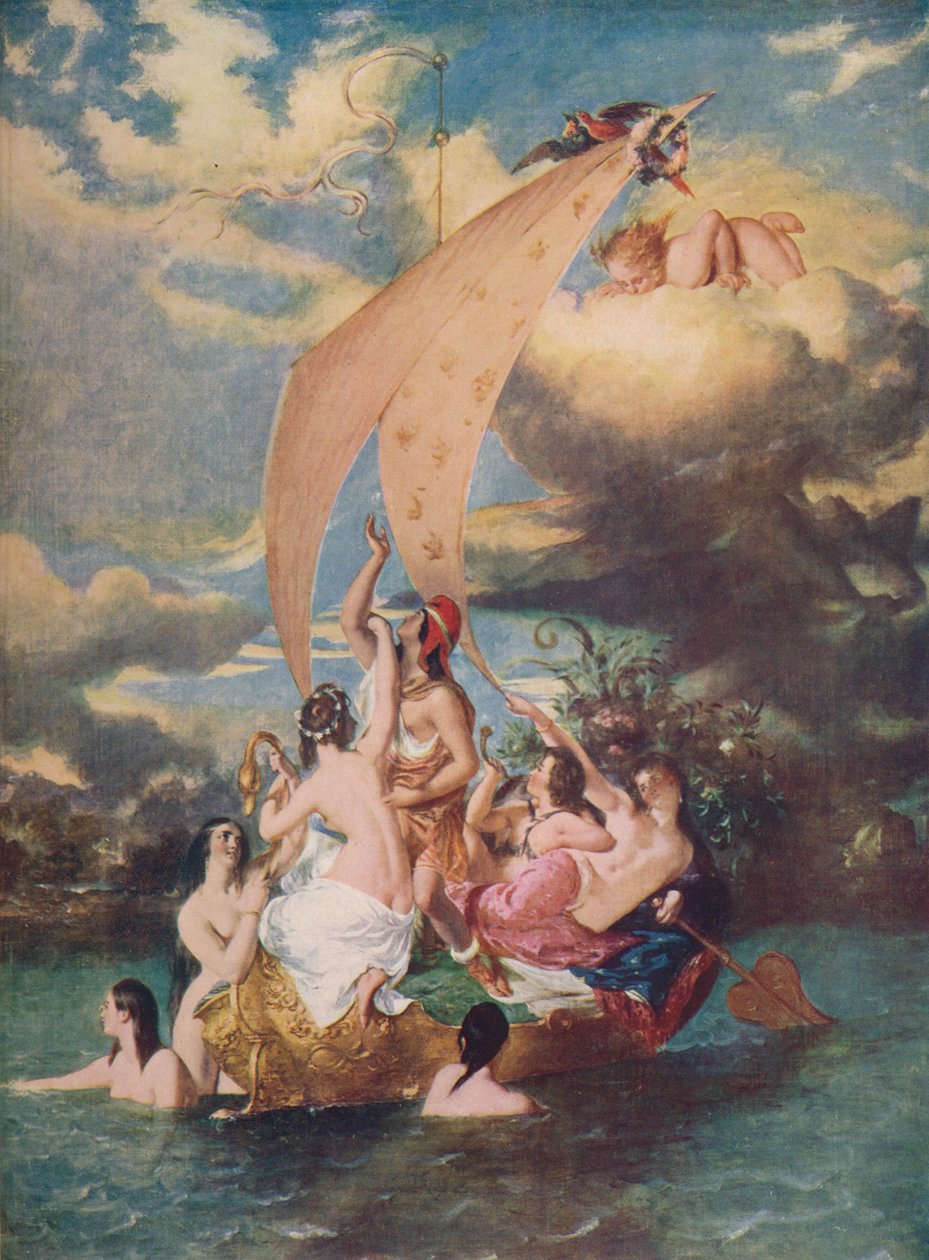 Mládež na přídi a potěšení u kormidla, 1830-32, c1915 od William Etty