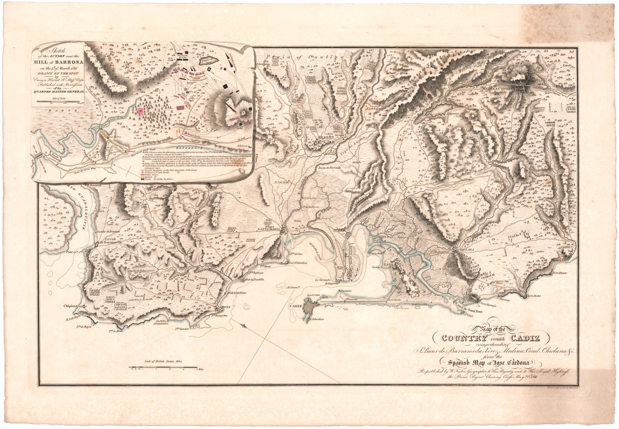 Mapa Cádizu od William Faden