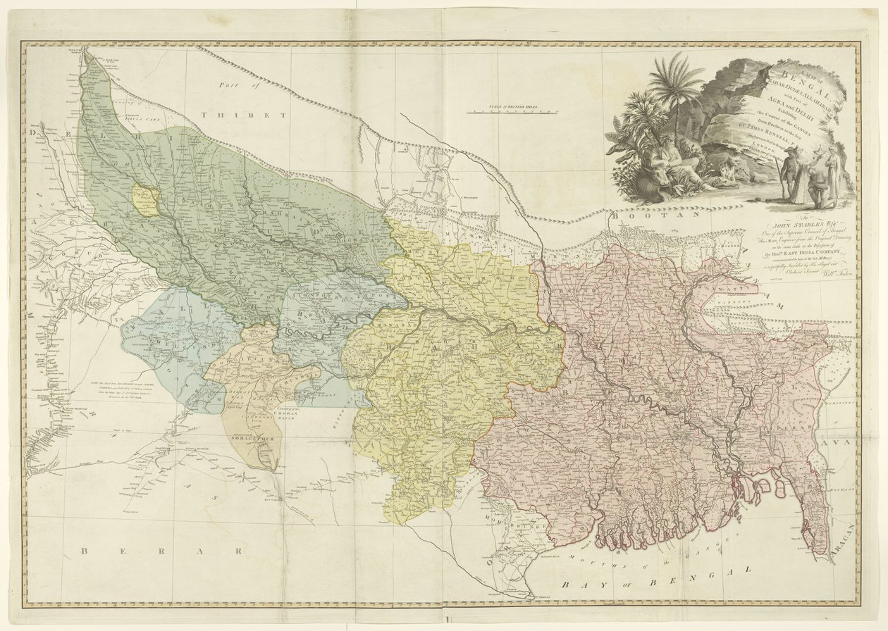 Mapa povodí Gangy od William Faden
