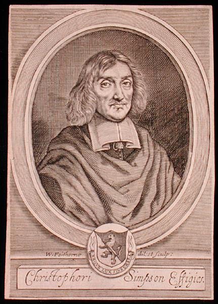 Portrét Christophera Simpsona (asi 1605-69) (rytina) od William Faithorne