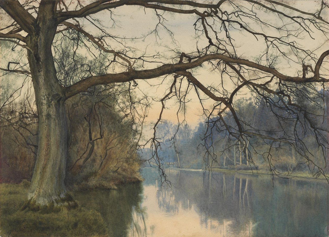 Velký strom na břehu řeky, 1892 od William Fraser Garden