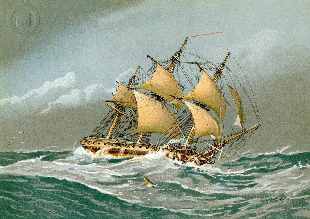 Dělová fregata Royal Navy 28, c1794 c1890-c1893 od William Frederick Mitchell