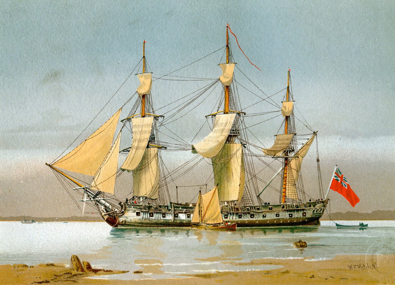 Dělová fregata Royal Navy 42, c1780 c1890-c1893. od William Frederick Mitchell