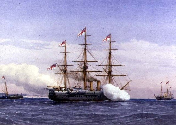 H.M.S. Bacchante s H.M. Jachta Osborne od William Frederick Mitchell