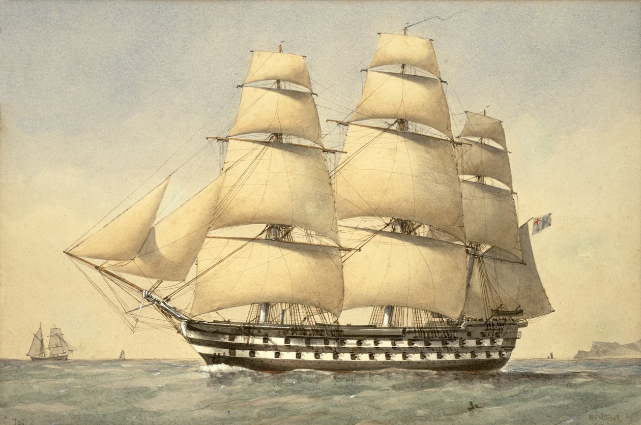 HMS Bellerophon u pobřeží, 1875 od William Frederick Mitchell