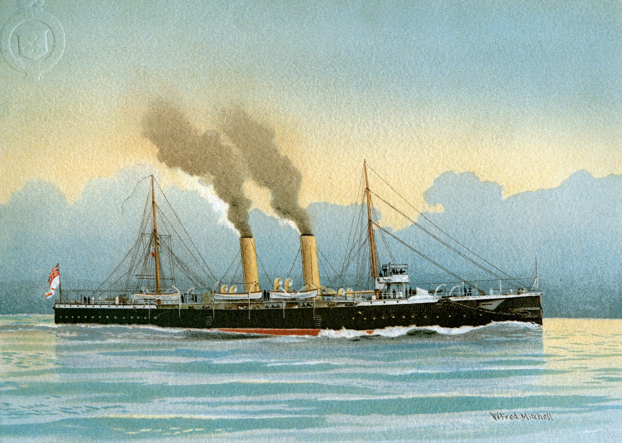 HMS Latona, křižník Royal Navy 2. třídy, c1890-c1893. od William Frederick Mitchell