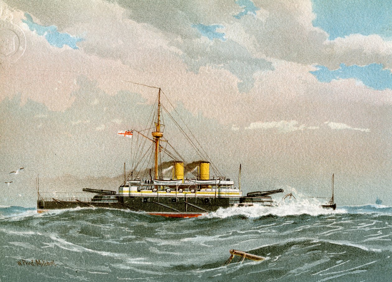 HMS Rodney, bitevní loď 1. třídy Royal Navy, c1890-c1893 od William Frederick Mitchell