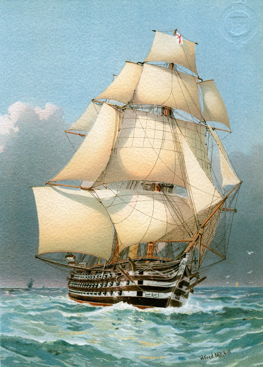 HMS Victoria, 121 dělová válečná loď Royal Navy, c1859 c1890-c1893. od William Frederick Mitchell