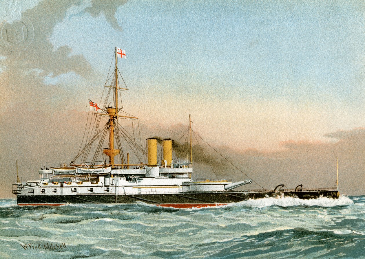 HMS Victoria, bitevní loď 1. třídy Royal Navy, c1890-c1893. od William Frederick Mitchell