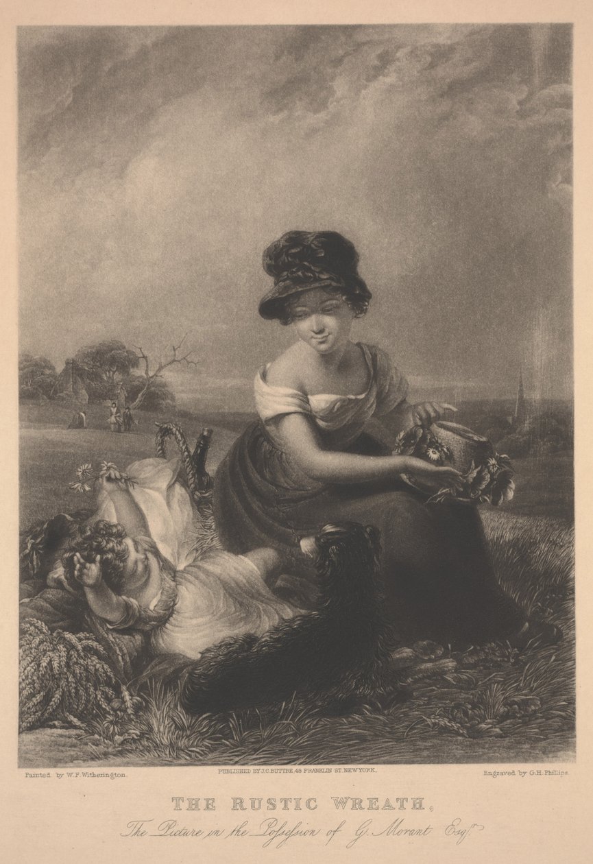 Rustikální věnec, tisk od G.H. Phillips od William Frederick Witherington