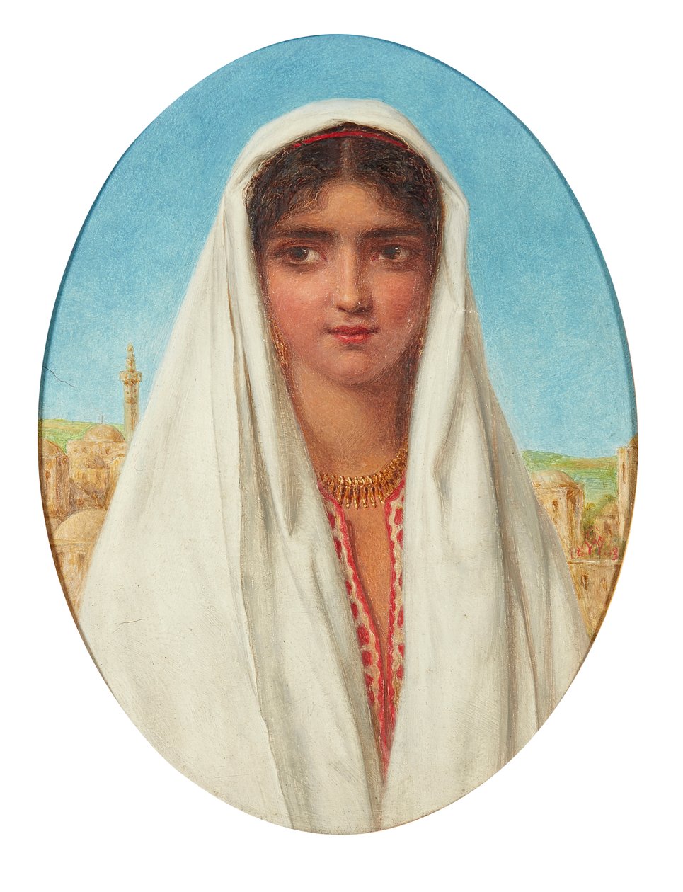 Portrét arabské dívky (olej na panelu) od William Gale