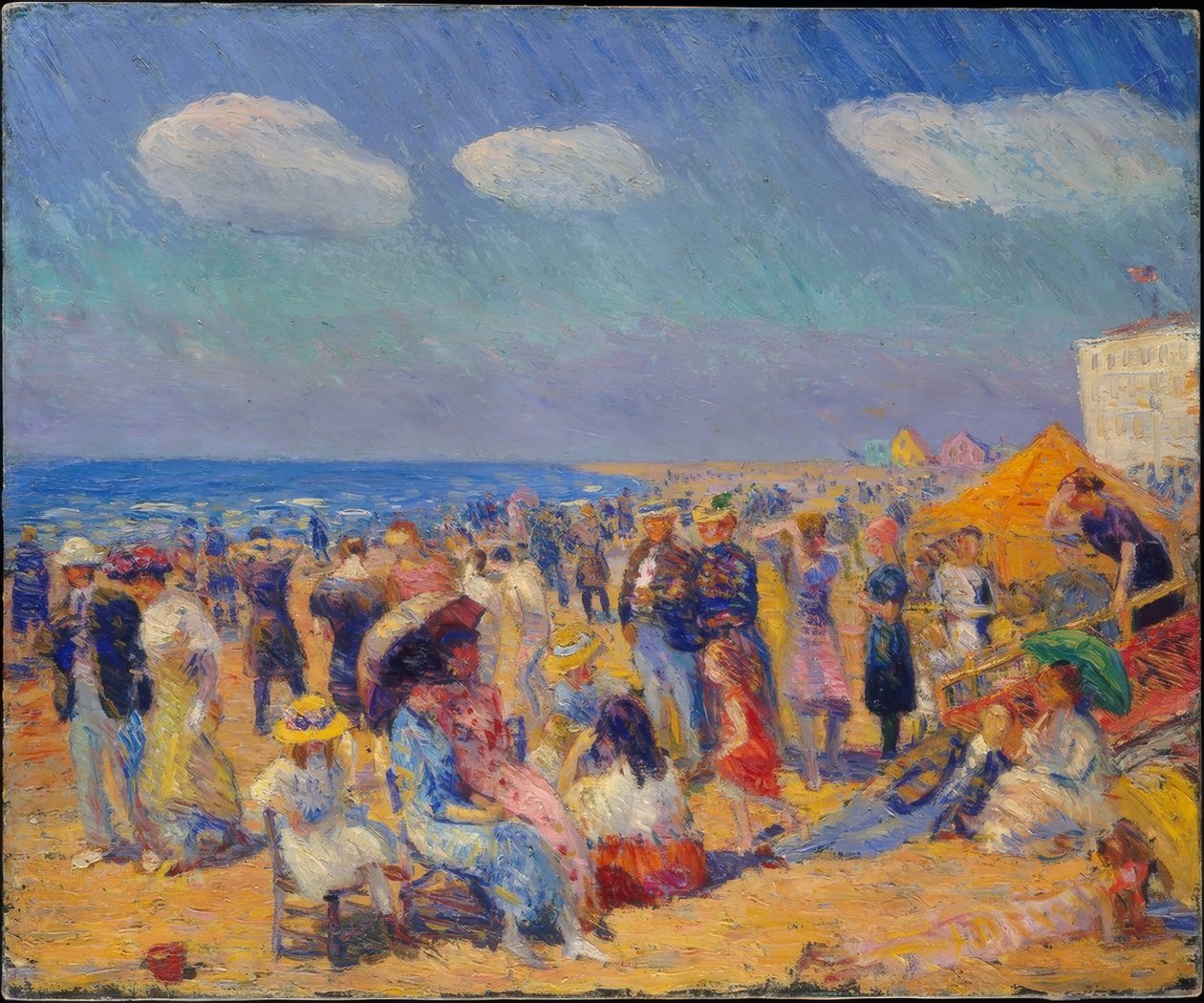 Dav lidí na pobřeží od William Glackens