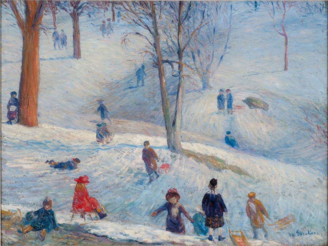 Sáňkování, Central Park od William Glackens
