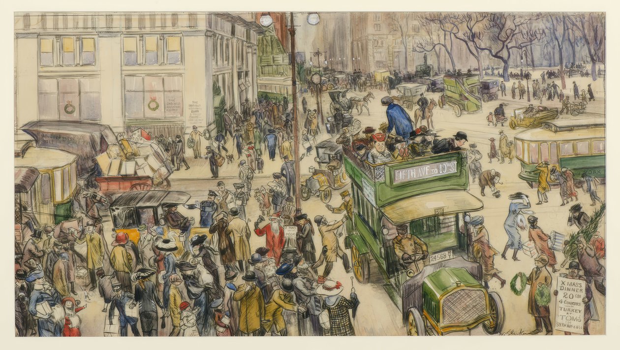 Vánoční nakupující, Madison Square od William Glackens