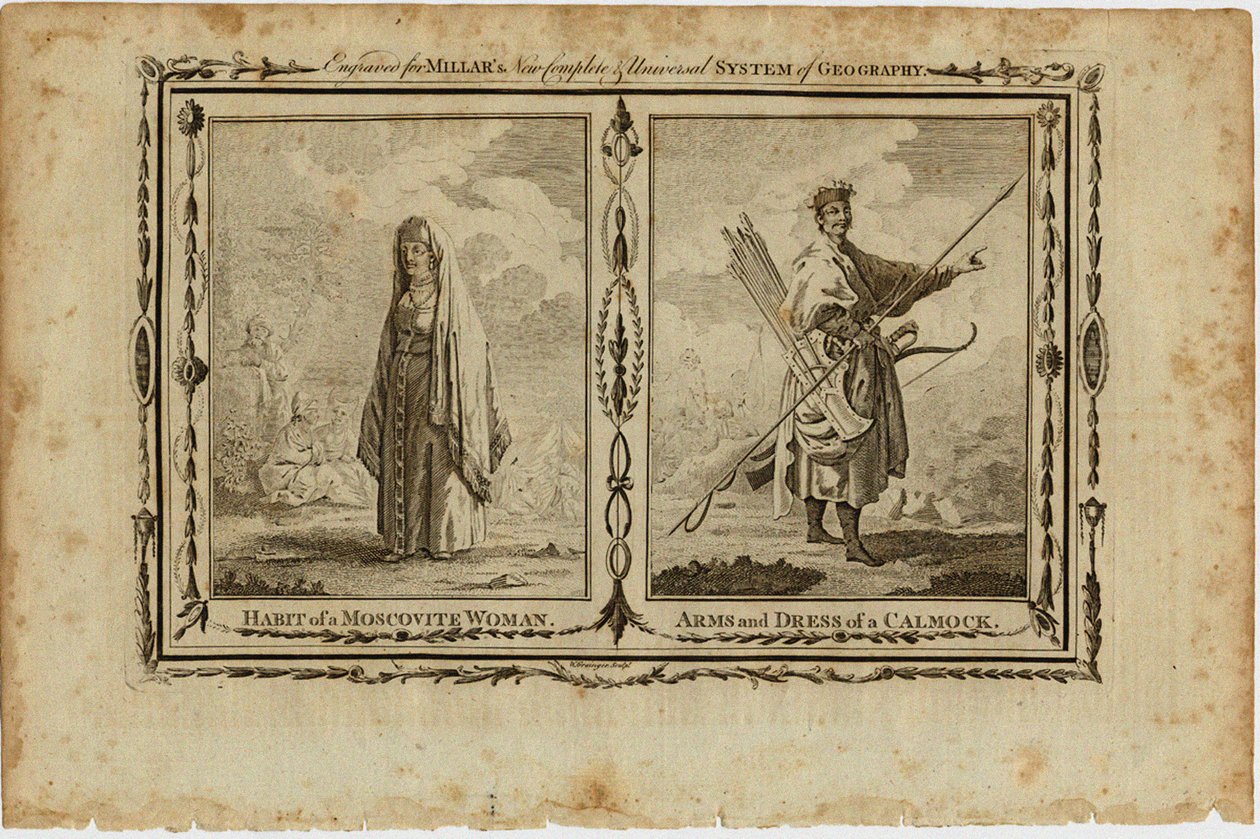 Zvyky moskevské ženy a paže a šaty Kalmyka, cca 1730 od William Grainger