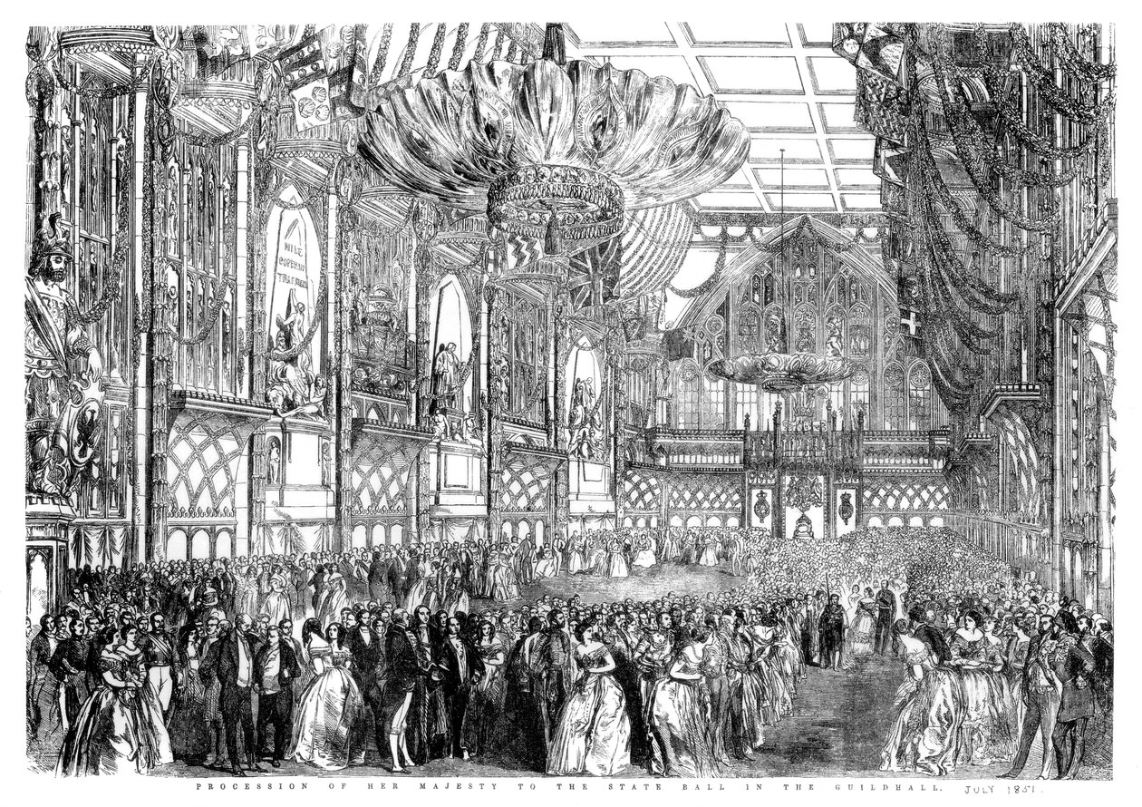 Průvod Jejího Veličenstva na státní ples v Guildhall, City of London, červenec 1851 1886. od William Griggs