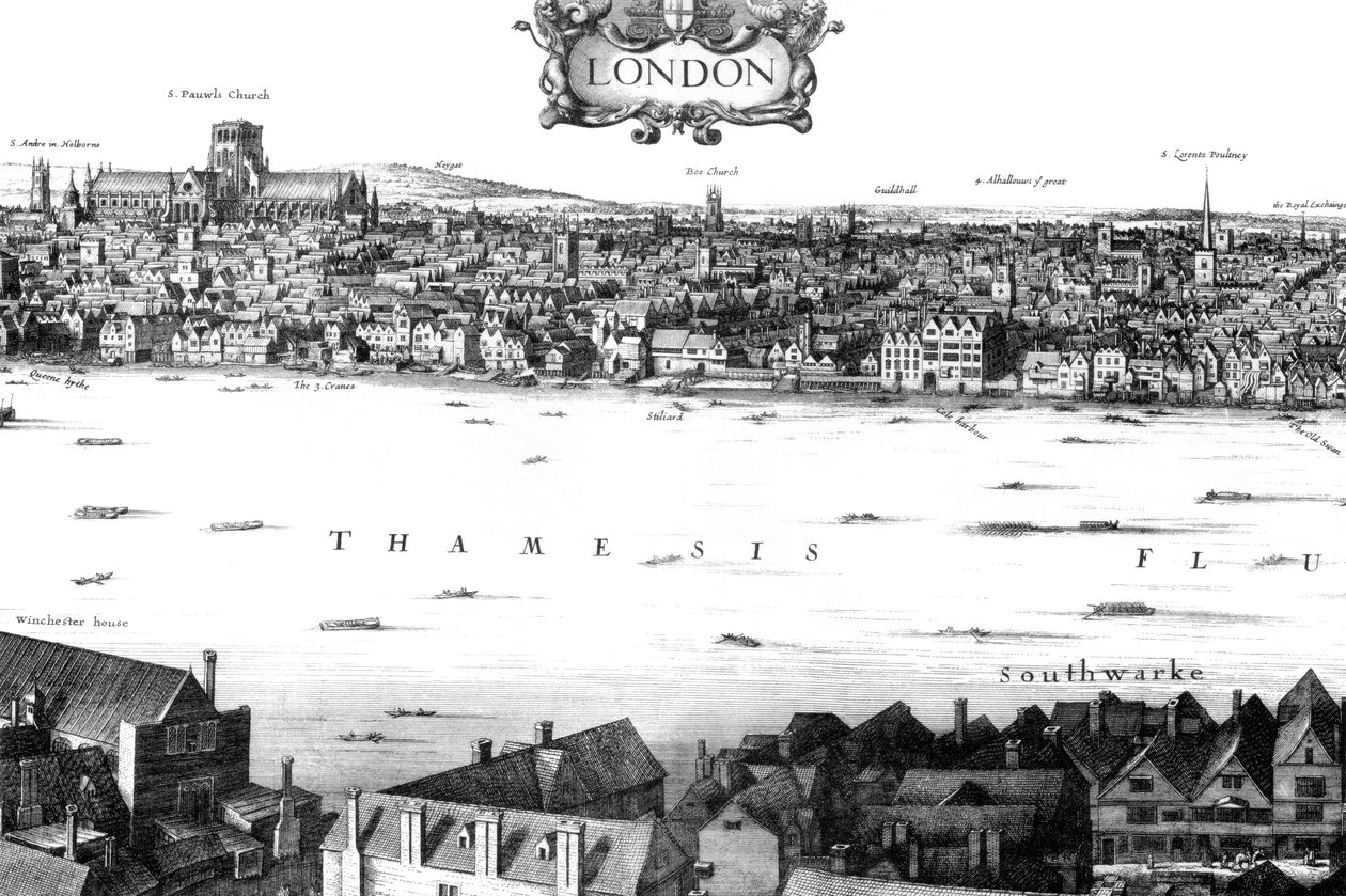 Pohled na Londýn a Temži ze South Bank, 17. století 1886. od William Griggs