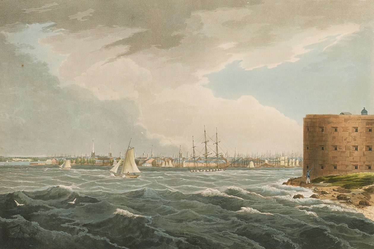 New York z Governors Island, č. 20 z portfolia Hudson River, ryl J. Hill, 1821-25 od William Guy Wall