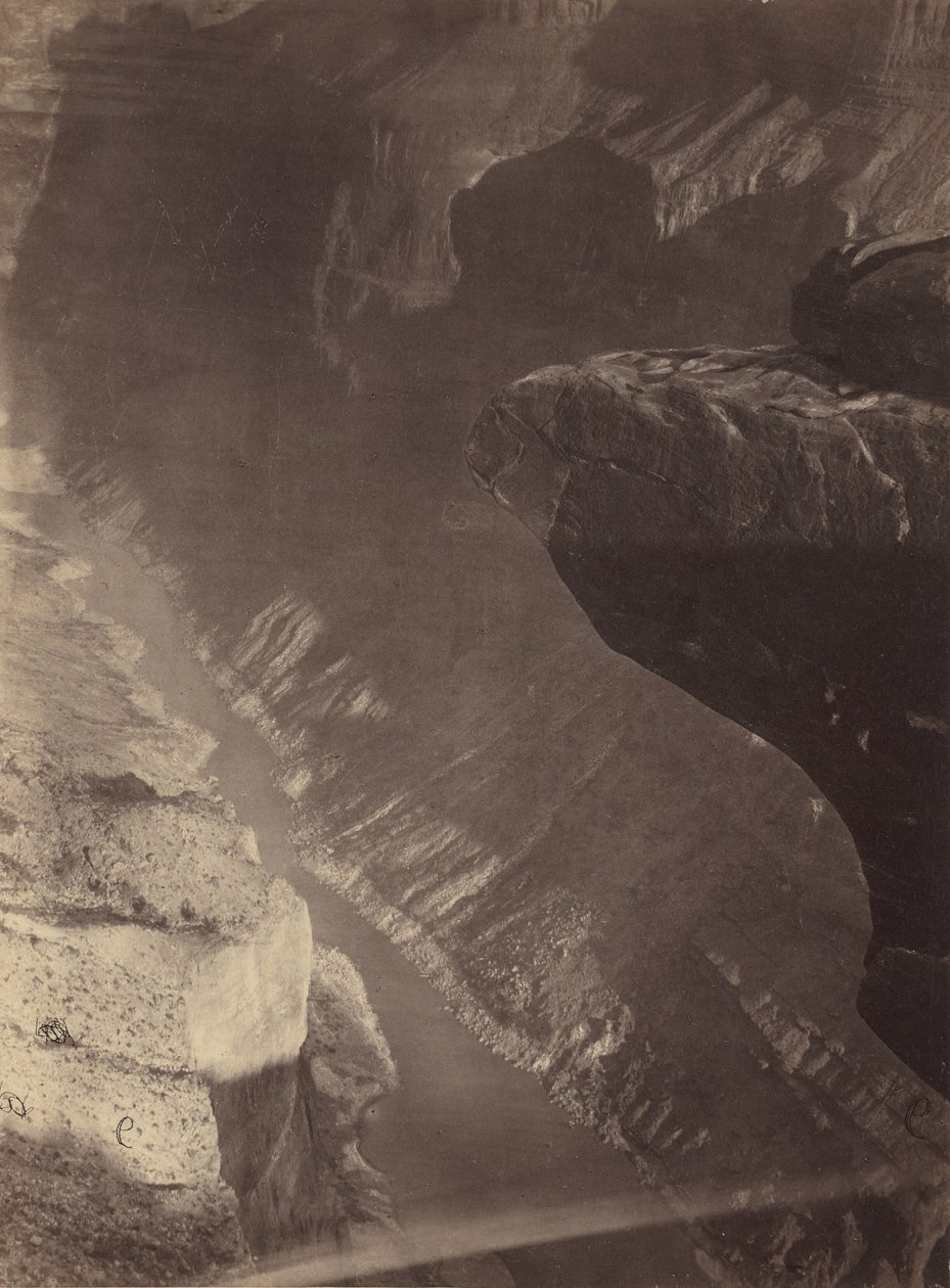 Pohled na jih do Grand Cañon, řeka Colorado, Sheavwitz Crossing, 1872. od William H. Bell